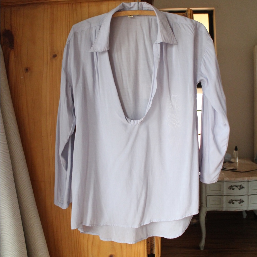 Plunge V neck long sleeve top